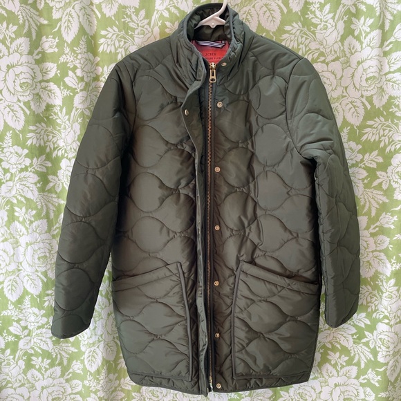 J. Crew Olive Green Quilted Puffer Jacket - Picture 4 of 10